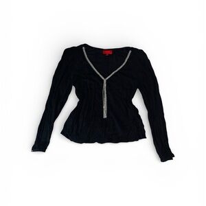 Jennifer Lopez Black Blouse with Silver Accents